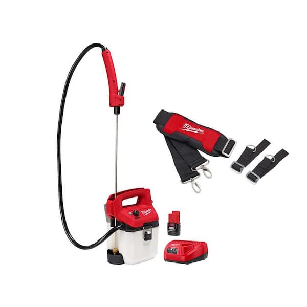 Milwaukee M12 12-Volt 1 Gal. Lithium-Ion Cordless Handheld Sprayer Kit with 2.0 Ah Battery, Charger, Shoulder Strap