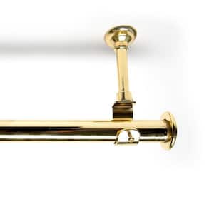 108 in. - 168 in. Hanging Single Curtain Rod With Brackets in Gold