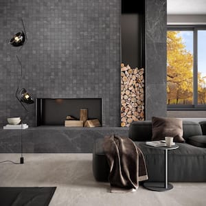 LithoTech Graphite Gray 11.81 in. x 11.81 in. Matte Porcelain Mosaic Floor and Wall Tile (0.96 sq. ft./Each)