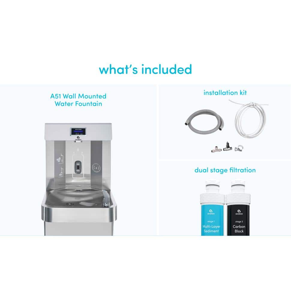 Avalon Stainless Steel Wall Mounted Water Fountain with Bottle Filler