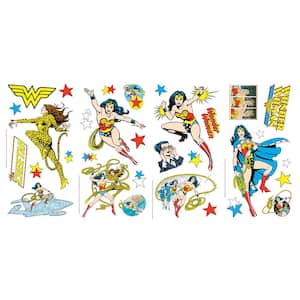Yellow and Blue and Red Wonder Woman Cartoon Wall Decals