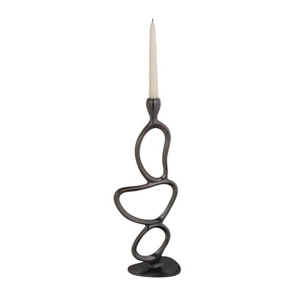 Titan Lighting Gunmetal Hoop 18 in. Black Nickel Plated Aluminum Candle Holder