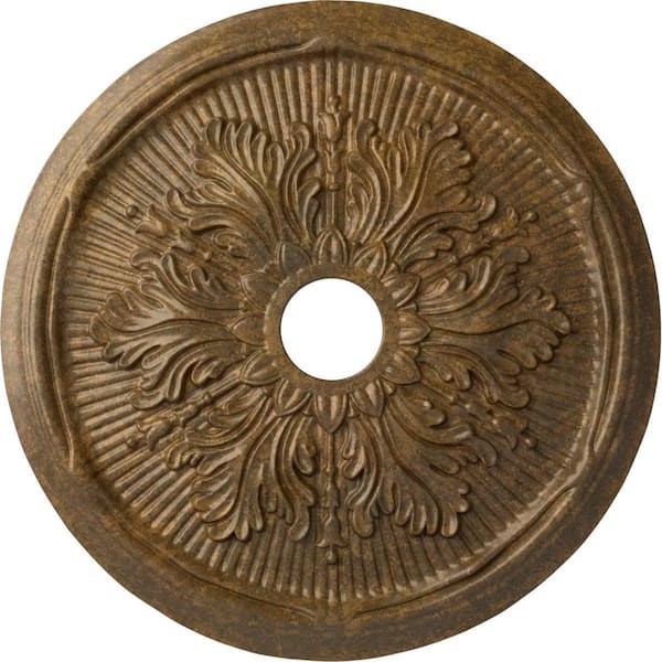 Ekena Millwork 1-7/8 in. x 23-3/4 in. x 23-3/4 in. Polyurethane Luton Leaf Ceiling Medallion, Rubbed Bronze