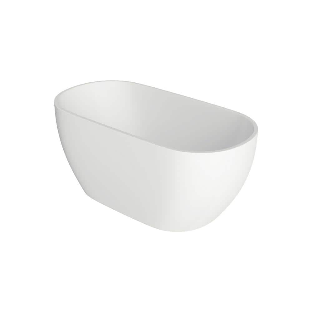 59'' White Oval Freestanding Acrylic Soaking Bathtub