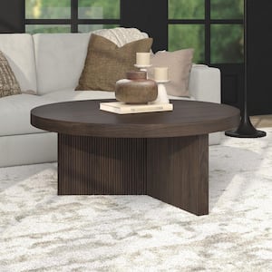 Meyer&Cross Holm 36 in. Black Grain Round MDF Top Coffee Table