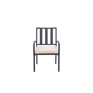 San Marino Back Aluminum Outdoor Armchair Dining Chair with Cream Cushion (2-Pack)