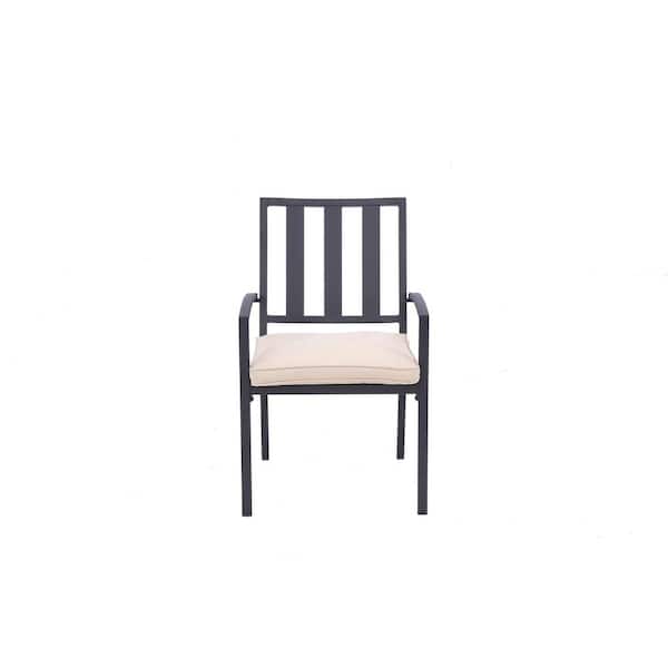 Crawford & Burke San Marino Back Aluminum Outdoor Armchair Dining Chair with Cream Cushion (2-Pack)