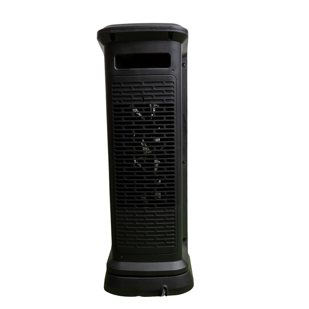 Black Ceramic Electric Tower Heater with Thermostat and Automatic Shut-off