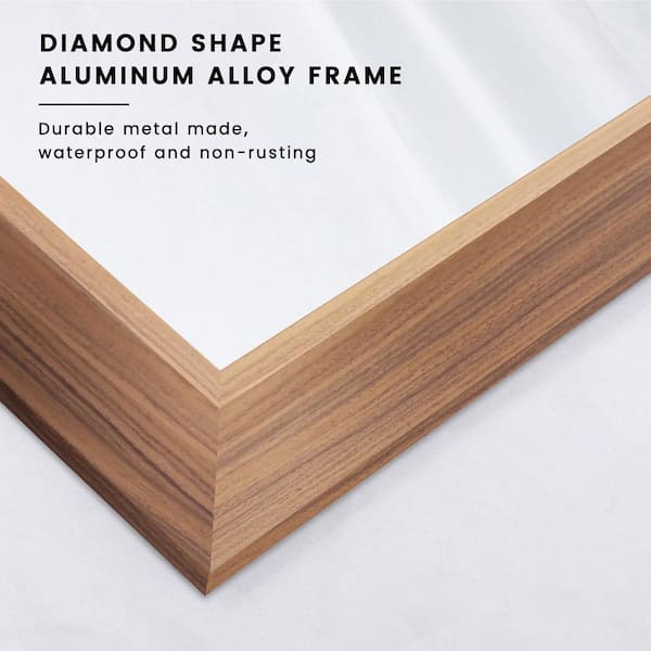 32 in. W x 36 in. H Rectangular Framed French Cleat Wall Mounted Tempered Bathroom Vanity Mirror in Dark Brown Wood