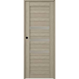 28 in. x 80 in. Right-Hand 3-Lite Frosted Glass Solid Core Rita Shambor Wood Composite Single Prehung Interior Door
