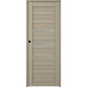 36 in. x 80 in. Right-Hand 3-Lite Frosted Glass Solid Core Rita Shambor Wood Composite Single Prehung Interior Door