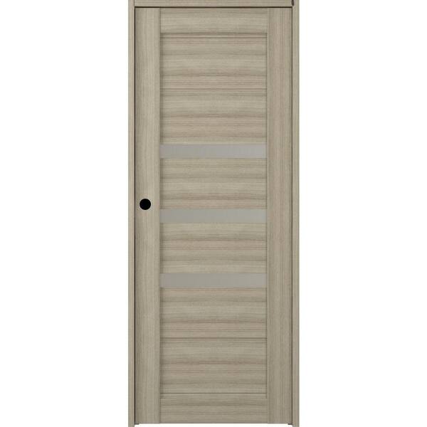 Belldinni 30 in. x 80 in. Right-Hand 3-Lite Frosted Glass Solid Core Rita Shambor Wood Composite Single Prehung Interior Door