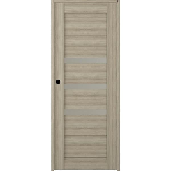 Belldinni 36 in. x 80 in. Right-Hand 3-Lite Frosted Glass Solid Core Rita Shambor Wood Composite Single Prehung Interior Door