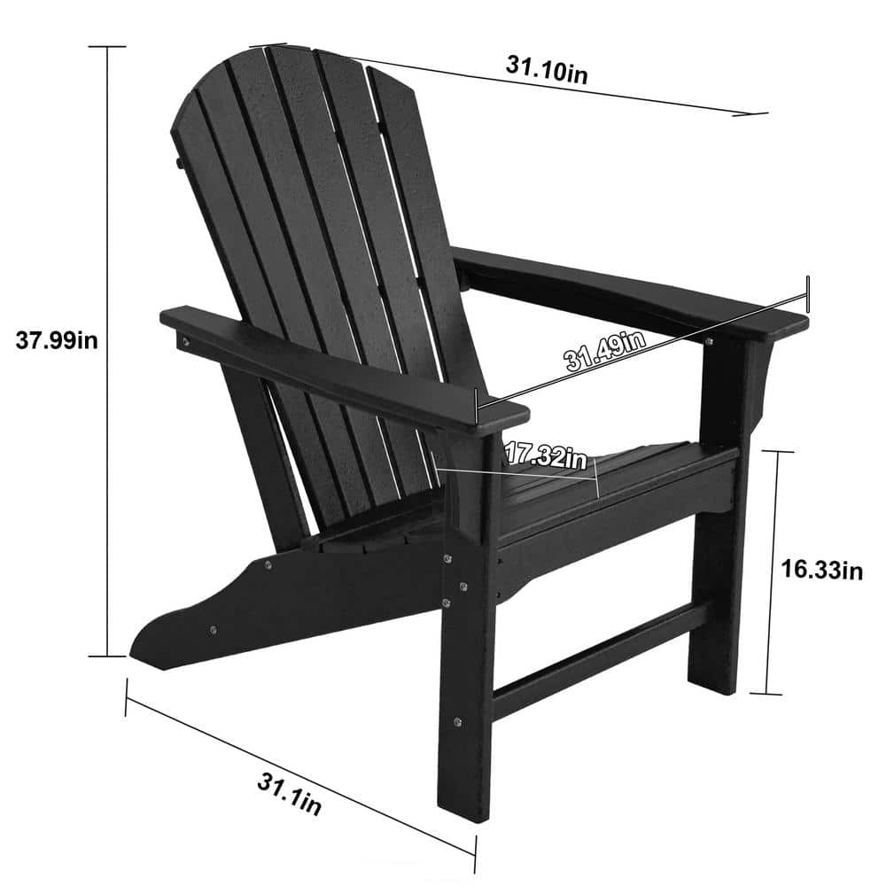 JUSKYS Classic All Weather Black Plastic Adirondack Chair ACBK008 The   Juskys Plastic Adirondack Chairs Acbk008 64 1000 