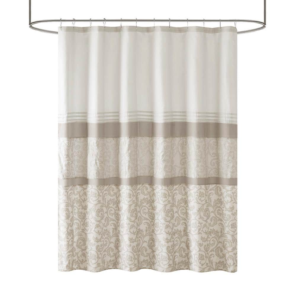 Printed and Embroidered 72 in. W x 72 in. L Polyester Microfiber Shower Cur