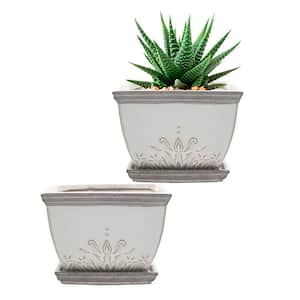 Brentwood 8.5 in. x 6.1 in. 4 Qt. White Ceramic Indoor Pot (2-Pack)