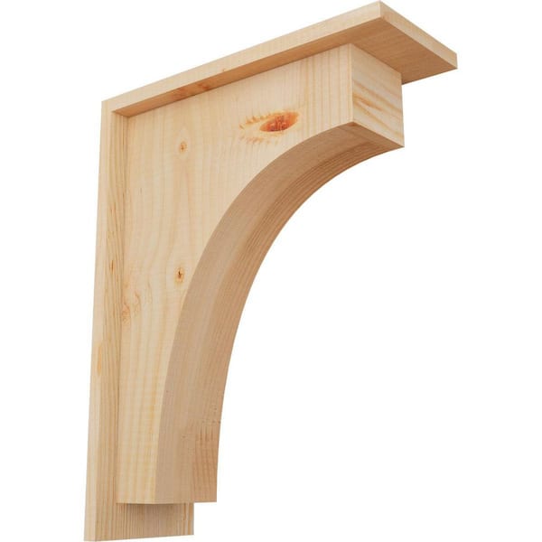 Ekena Millwork 5-1/2 in. x 14 in. x 18 in. Douglas Fir Huntington Smooth Corbel with Backplate