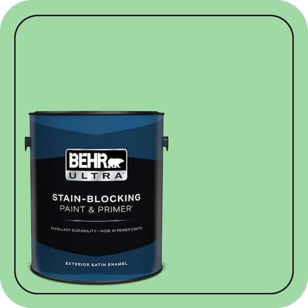 BEHR ULTRA 1 gal. #450B-4 Green Trance Satin Enamel Exterior Paint & Primer