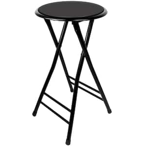 24 in. Black Cushioned Folding Stool 300lb Weight Limit