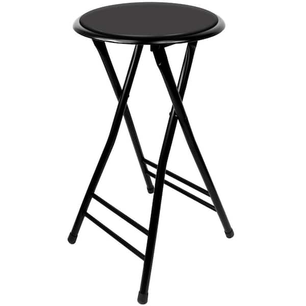 Trademark Home 24 in. Black Cushioned Folding Stool 300lb Weight Limit