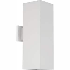 6" LED Square Cylinder Collection White Modern Outdoor Up/Down Wall Lantern Light