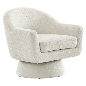 Astral Boucle Fabric Swivel Chair in Ivory