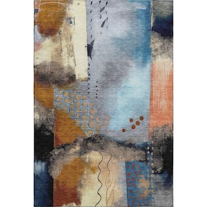 Mayfield Premium Machine Washable Abstract AMF2127 Copper 10 ft. x 14 ft. Area Rug