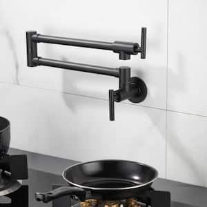 Stainless 2-Handle Wall Mounted Pot Filler in Black