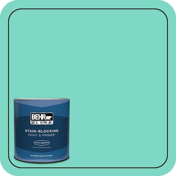BEHR ULTRA 1 qt. #480A-3 Mint Majesty Extra Durable Satin Enamel Interior Paint & Primer