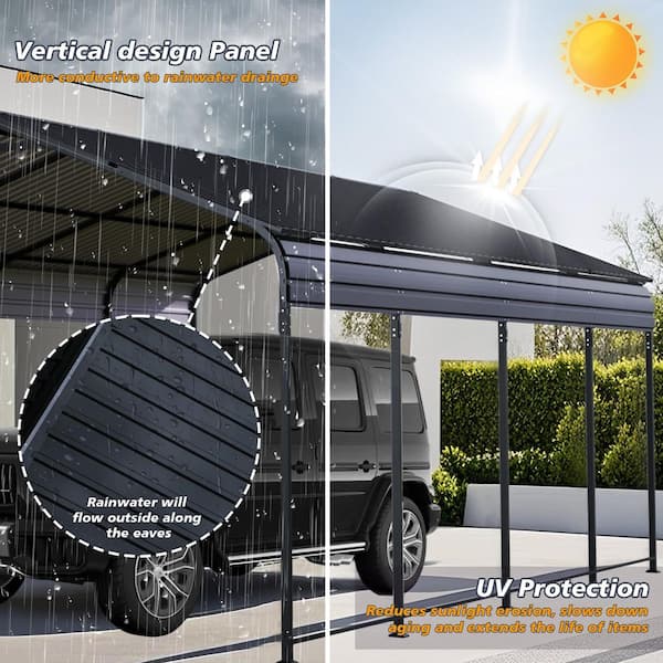 12 ft. W x 20 ft. D Heavy Duty Metal Carport with Galvanized Steel