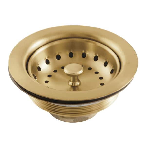 Kingston Brass Tacoma 3-1/2 in. x 2-1/2 in. Stainless Steel Kitchen Sink Basket Strainer in Brushed Brass