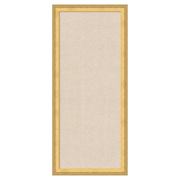 Natural Linen by The Creative Bunch Studio 19 in. x 43 in. Owen Gold Wood Framed Fabric Pinboard Memo Board