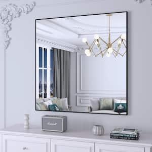 36 in. W x 36 in. H Small Rectangle Aluminum Alloy Framed Wall Mounted Bathroom Vanity Accent Mirror in Black