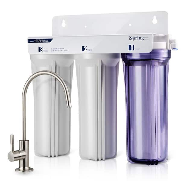 3-Stage Under Sink Water Filter System, Reduces PFAS, Chloramine, Chlorine, Sediments, and More