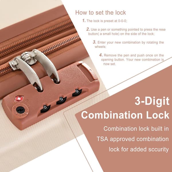 Merax 3 Bags 3-Piece White and Brown Expandable ABS Hardshell