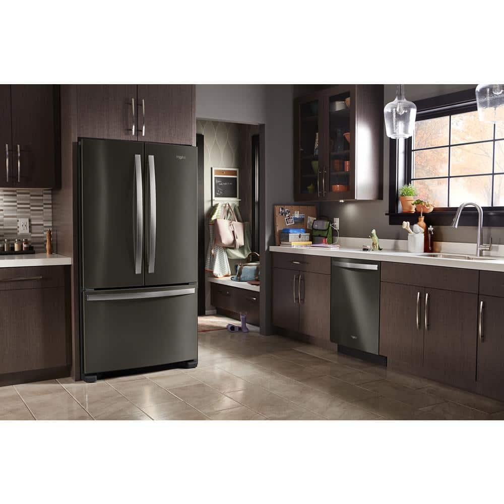 Whirlpool 36" Wide Black Stainless Steel French Door Refrigerator