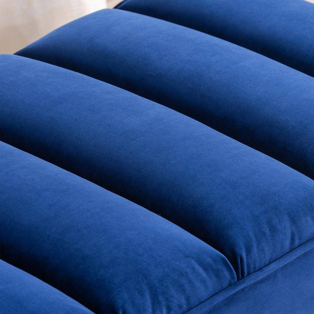 Navy Blue Velvet Upholstered Metal Frame Bedroom Bench