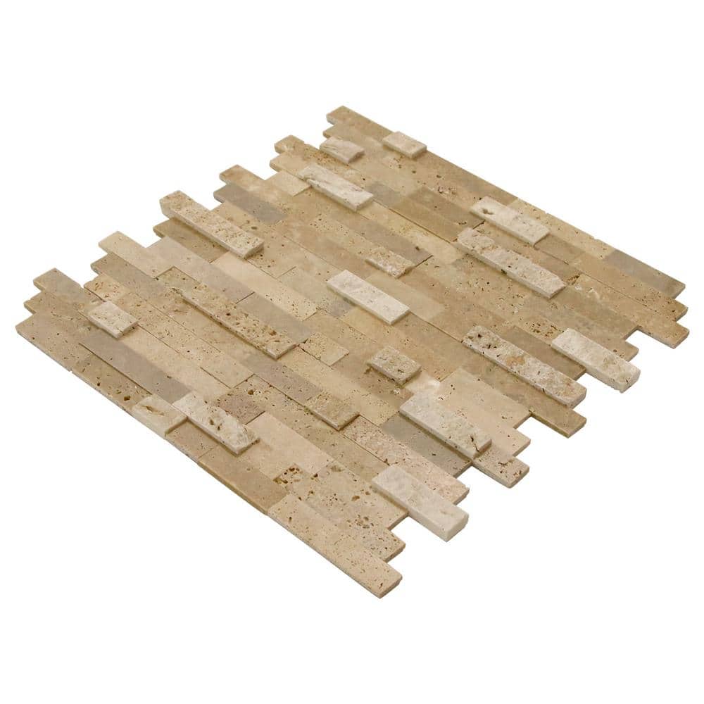 Beige 3D Natural Stone Peel and Stick Mosaic Tile