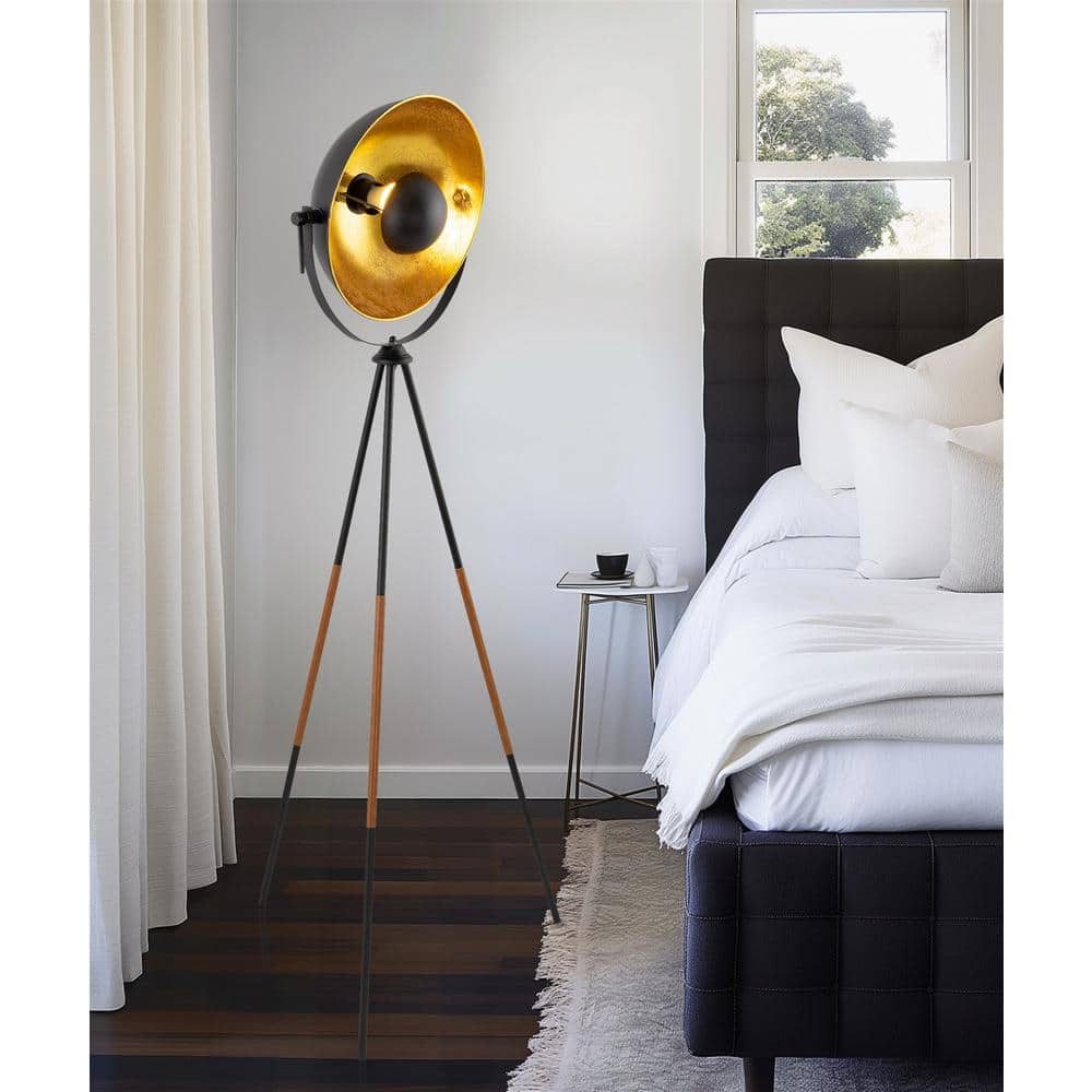 Sulis 58" Black Tripod Floor Lamp with Satellite Dome Shade