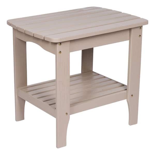Shine Company 24 in. Long Graystone Rectangular Wood Outdoor Side Table