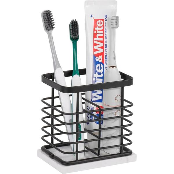 CLAVIE 2 Slots Toothbrush Holder with Marble Base in Black