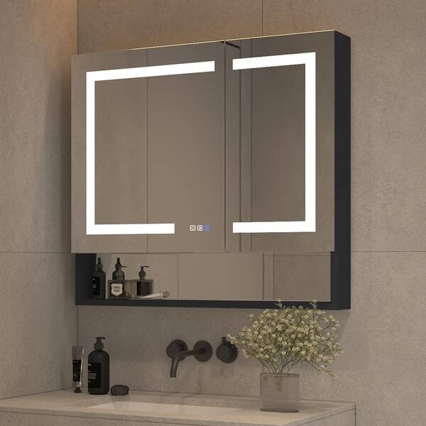 Lonni 36 in. W x 32 in. H Medium Rectangular Black Aluminum Recessed ...