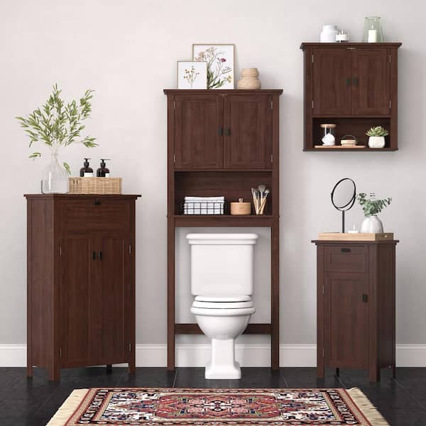 Basicwise 23.5 in. W x 8 in. D x 28.25 in. H Bathroom Storage Wall