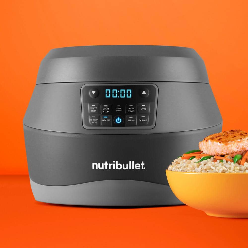 NutriBullet 10-Cup Gray Electric Non-Stick Grain Cooker with Steamer