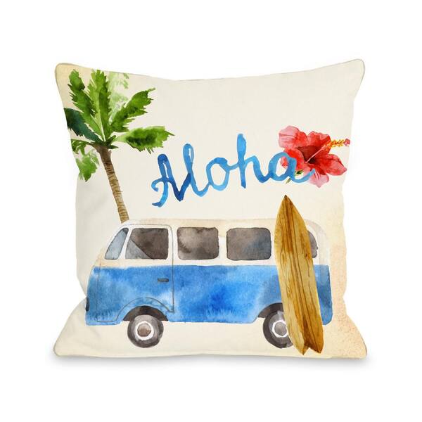 Unbranded Aloha Surf Van 16 in. x 16 in. Decorative Pillow