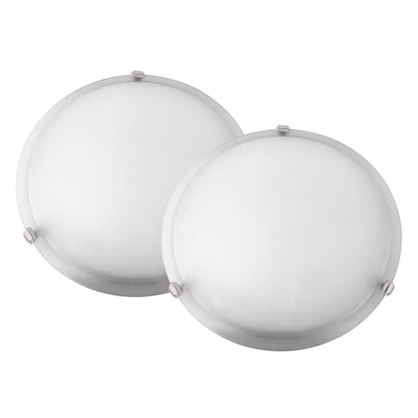 Cambridge 2-Light Satin Steel Flushmount