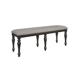 Gray and Brown 52 in. Backless Bedroom Bench with Turned Legs