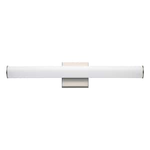 Rail 24 in. 1 Light Stainless Steel Satin Nickel LED Bath Vanity Light Bar with CCT Select
