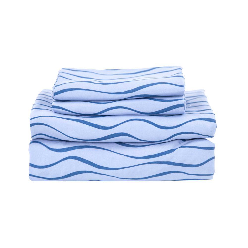 Blue Twin Microfiber Reversible Kids Bed in a Bag Set