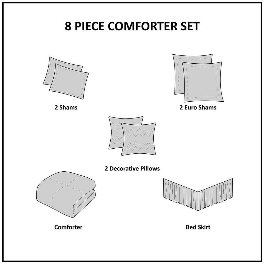 King Navy Microfiber 8-Piece Embroidered Comforter Set